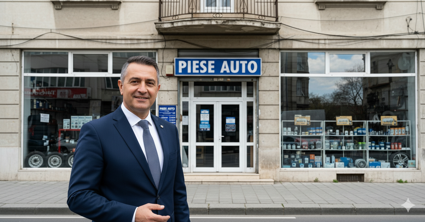Imagine magazin piese auto cu agent de vanzari
